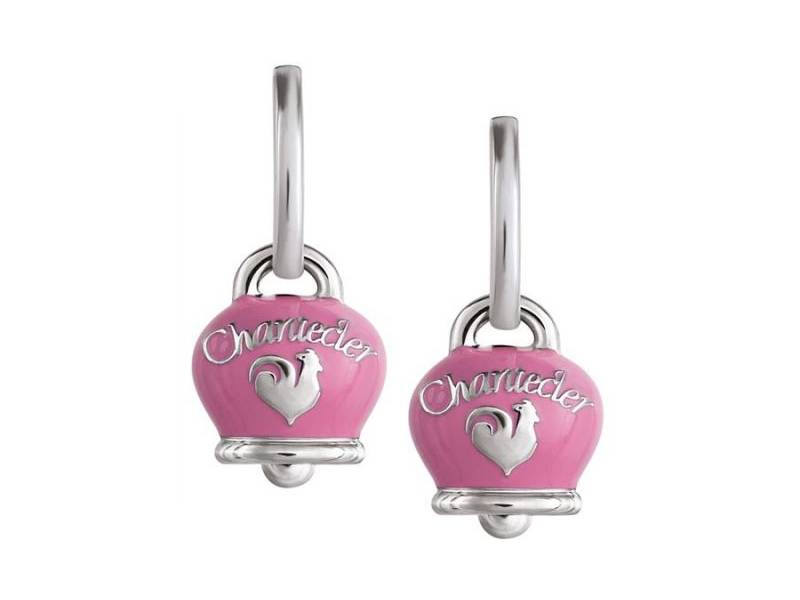 SILVER AND PINK ENAMEL EARRINGS CAMPANELLA ET VOILA'  CHANTECLER 32320